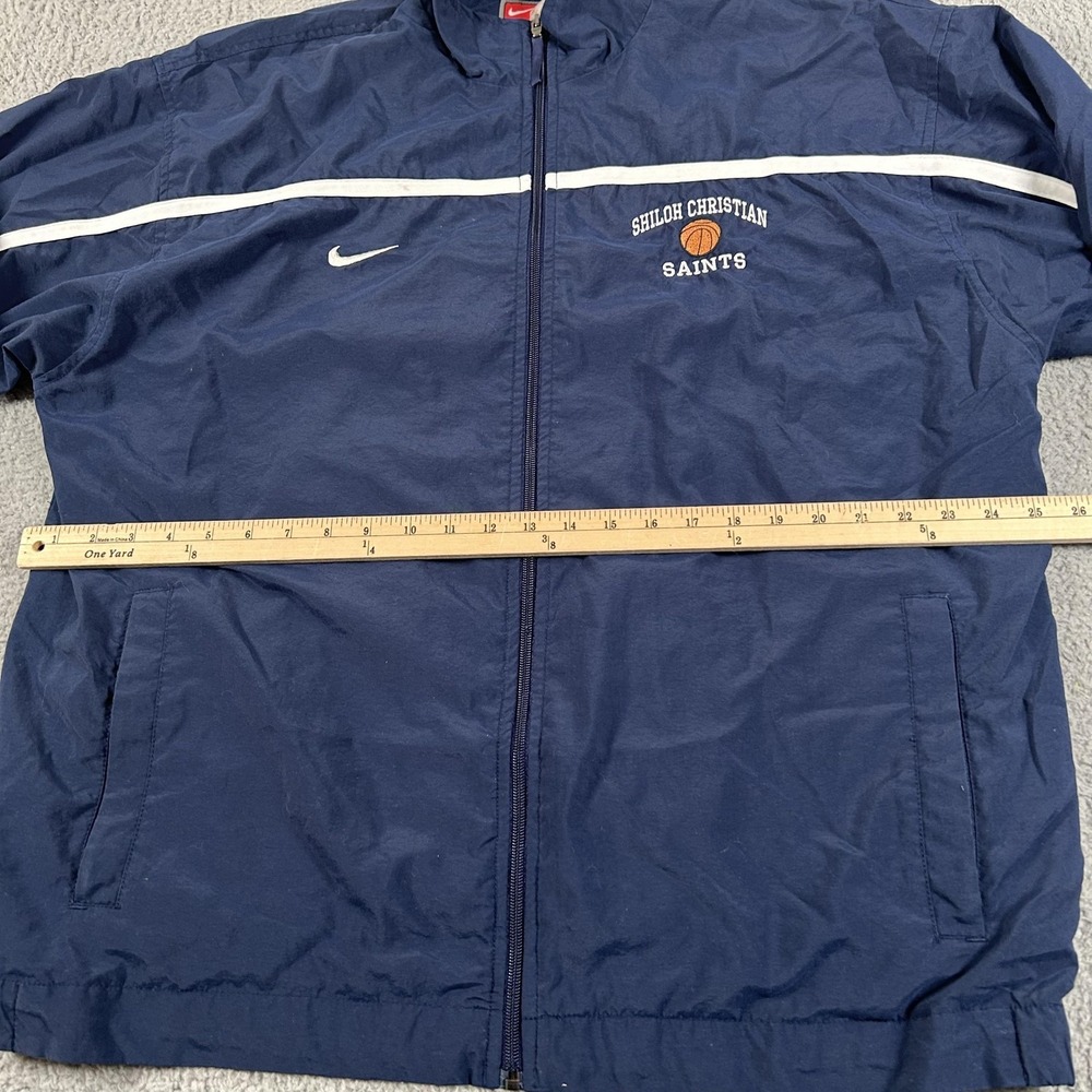 Vintage Shiloh Christian Saints Jacket Mens XL Blue Basketball Nike Windbreaker - Picture 11 of 16